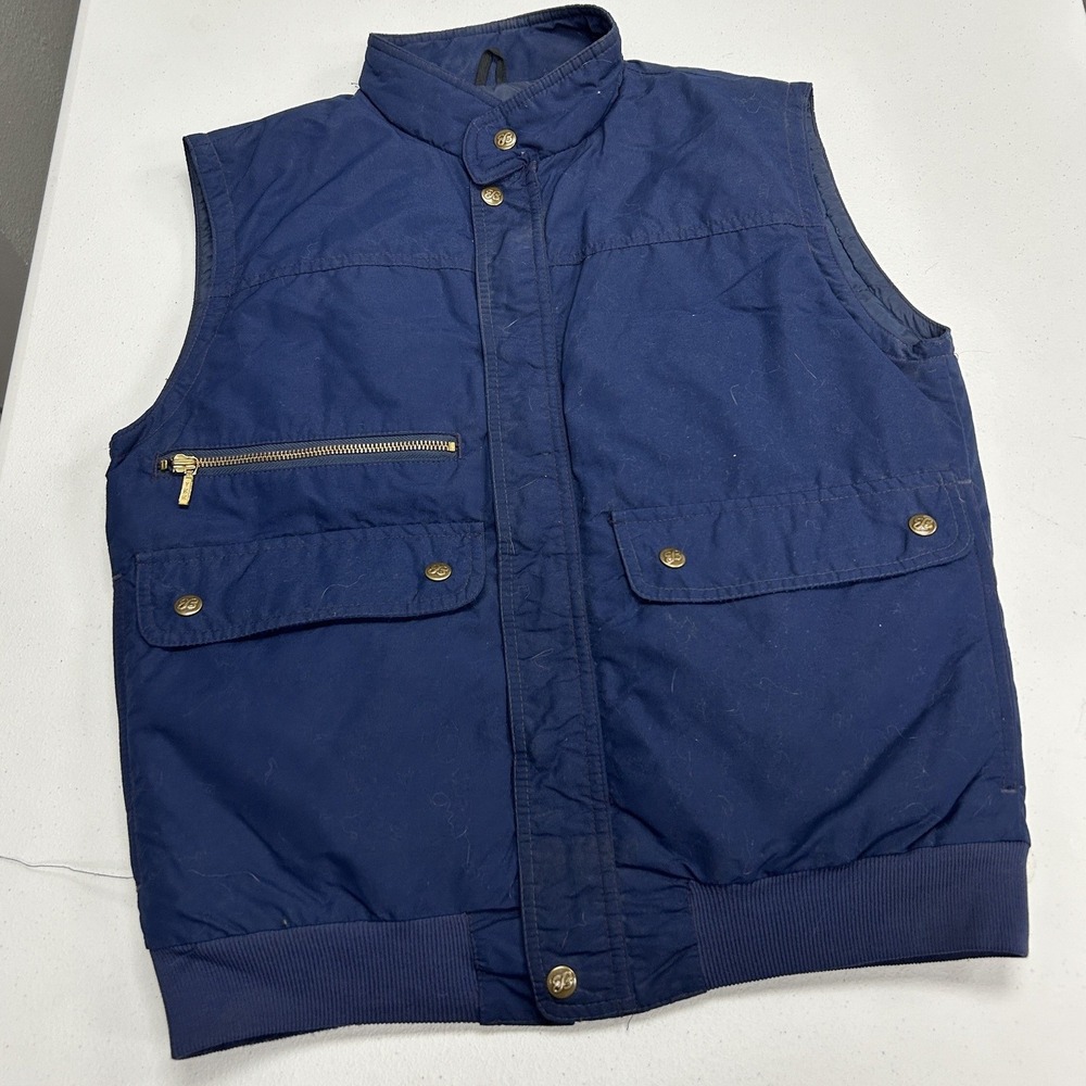 Eddie Bauer Down Vest Mens M Blue Vintage Goose Down Puffer Quilted C3